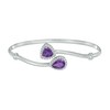 Thumbnail Image 1 of Amethyst and Lab-Created White Sapphire Frame Bypass Bangle in Sterling Silver