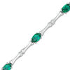 Thumbnail Image 1 of Oval Lab-Created Emerald Bamboo Bracelet in Sterling Silver - 7.25"