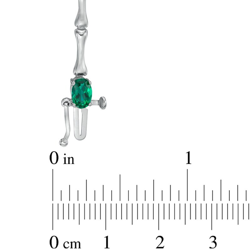Main Image 2 of Oval Lab-Created Emerald Bamboo Bracelet in Sterling Silver - 7.25"
