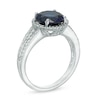 Thumbnail Image 1 of Lab-Created Blue and White Sapphire Frame Ring in Sterling Silver