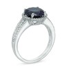 Thumbnail Image 1 of Lab-Created Blue and White Sapphire Frame Ring in Sterling Silver