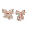 Thumbnail Image 1 of Lab-Created White Sapphire Bow Stud Earrings in Sterling Silver with 18K Rose Gold Plate