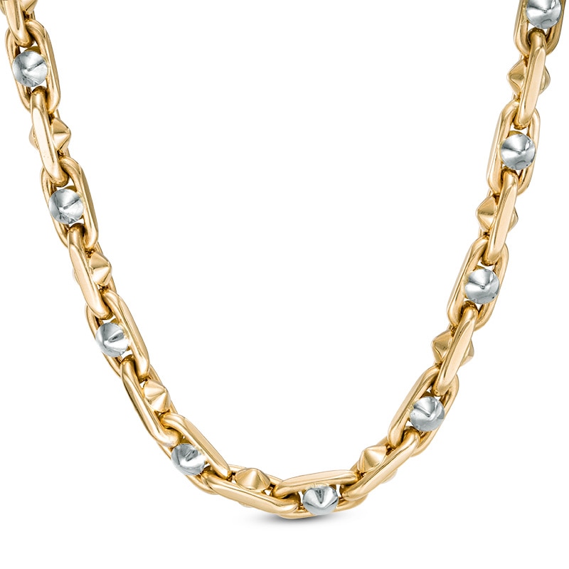 Men's Link Chain Necklace in 10K Two-Tone Gold - 22"