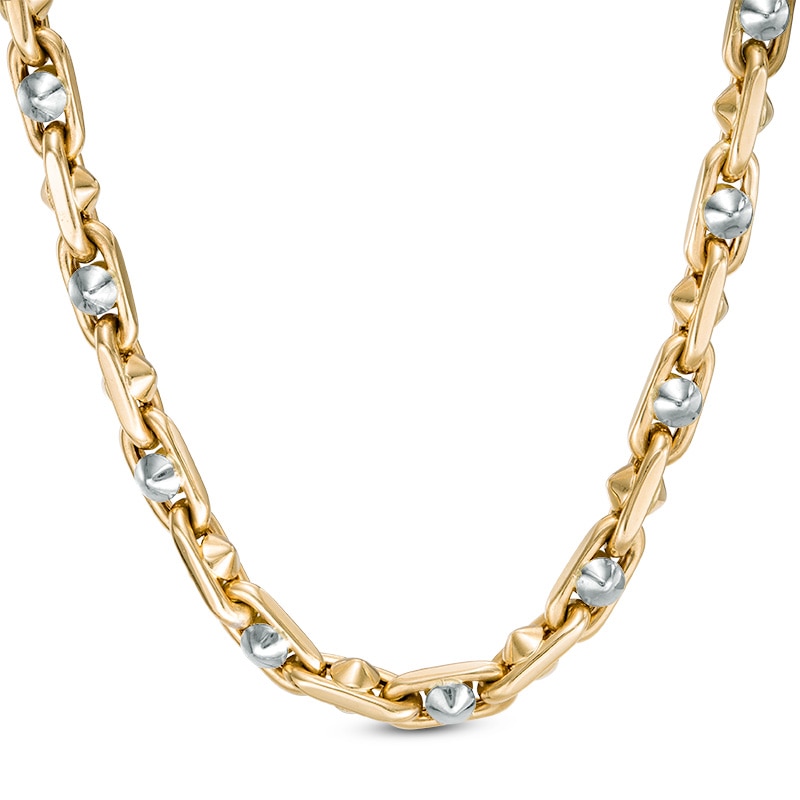 Main Image 1 of Men's Link Chain Necklace in 10K Two-Tone Gold - 22"