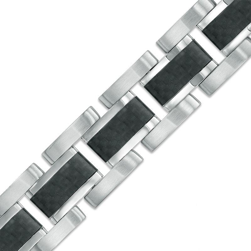 Main Image 1 of Carbon Fiber Link Bracelet in Stainless Steel - 8.5"