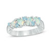 Thumbnail Image 1 of Pear-Shaped Lab-Created Opal, White Sapphire and Blue Topaz Band in Sterling Silver