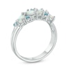Thumbnail Image 2 of Pear-Shaped Lab-Created Opal, White Sapphire and Blue Topaz Band in Sterling Silver