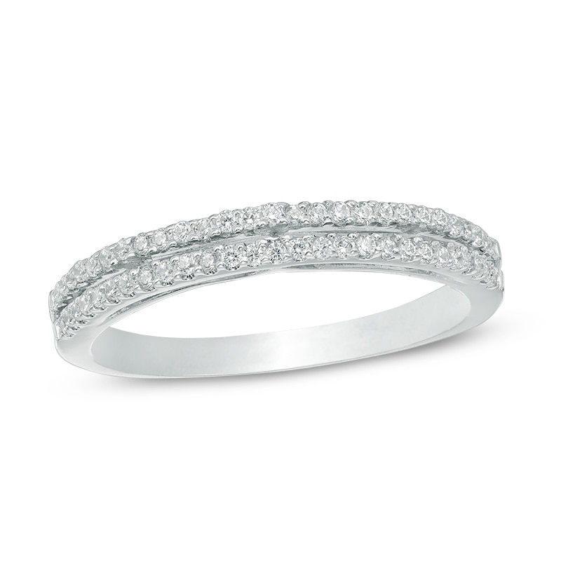 Main Image 1 of 1/10 CT. T.W. Diamond Two Row Anniversary Band in Sterling Silver