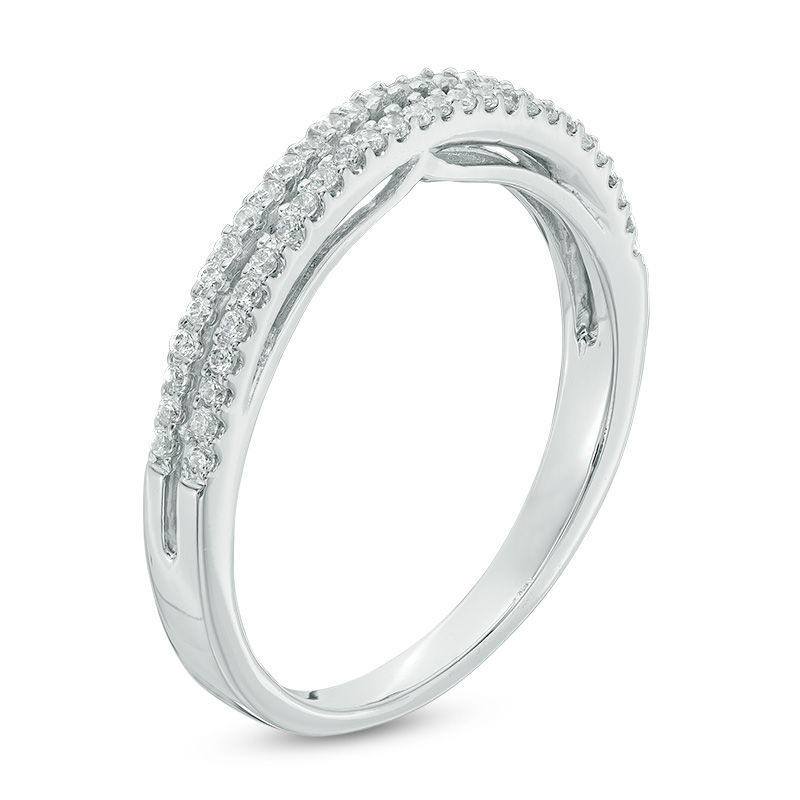 Main Image 2 of 1/10 CT. T.W. Diamond Two Row Anniversary Band in Sterling Silver