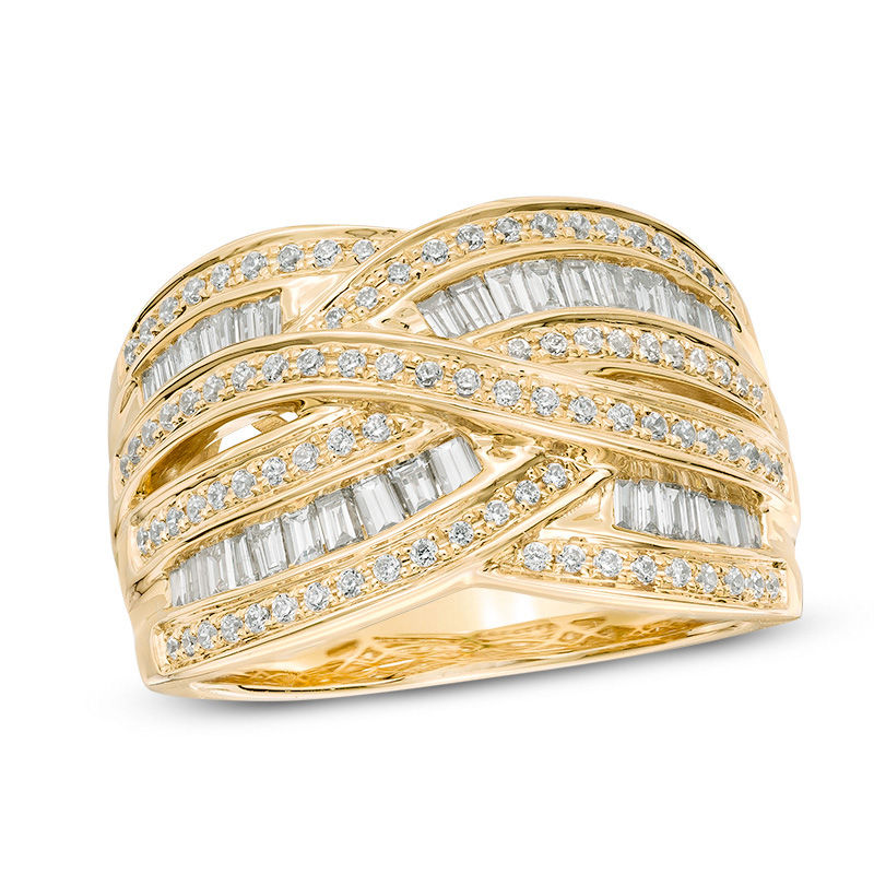 Main Image 1 of 3/4 CT. T.W. Diamond Woven Band in 10K Gold