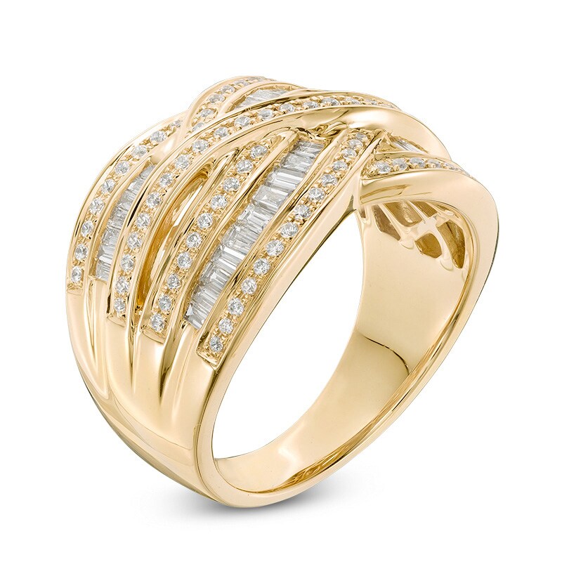 Main Image 2 of 3/4 CT. T.W. Diamond Woven Band in 10K Gold