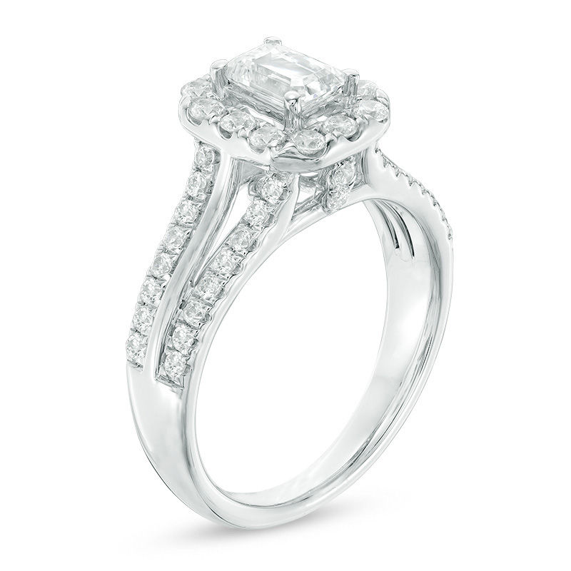 Celebration Ideal 1-1/2 CT. T.W. Diamond Octagonal Frame Engagement Ring in 14K White Gold (I/I1)