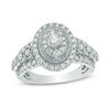 Thumbnail Image 1 of 1-1/4 CT. T.W. Composite Diamond Oval Frame Vintage-Style Engagement Ring in 14K White Gold