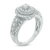 Thumbnail Image 2 of 1-1/4 CT. T.W. Composite Diamond Oval Frame Vintage-Style Engagement Ring in 14K White Gold