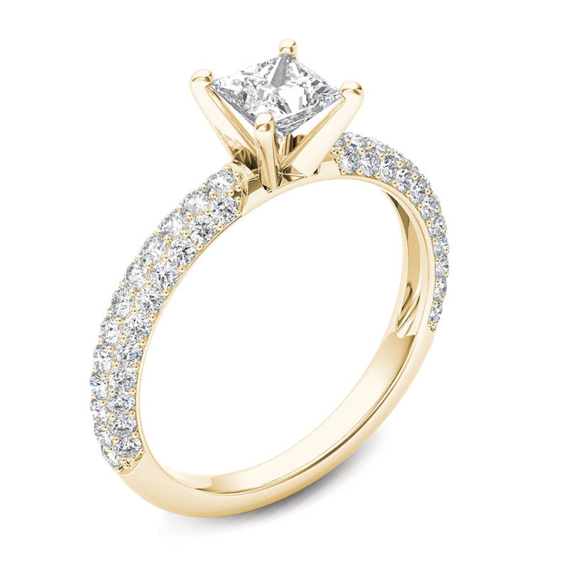 Princess cut yellow gold discount