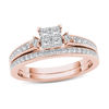 Thumbnail Image 0 of 1 CT. T.W. Quad Princess-Cut Multi-Diamond Bridal Set in 14K Rose Gold