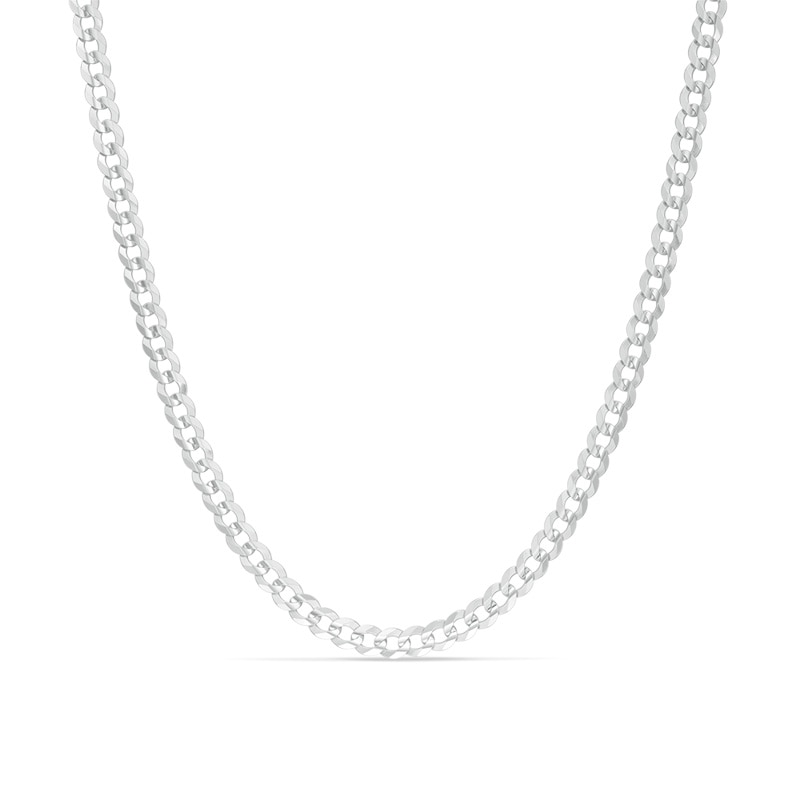 Main Image 1 of Men's 3.6mm Curb Chain Necklace in 14K White Gold - 30"