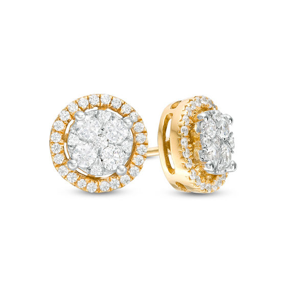 1/2 CT. T.W. Composite Diamond Frame Stud Earrings in 10K Two-Tone Gold 1/2 CT. T.W. Composite Diamond Frame Stud Earrings in 10K Two-Tone Gold