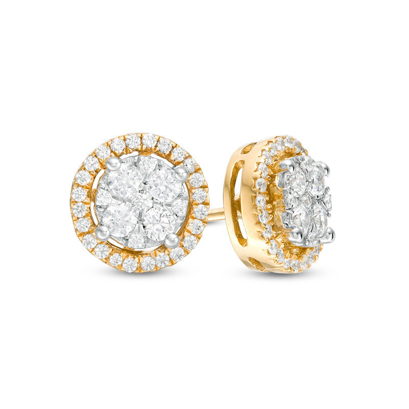 1/2 CT. T.W. Composite Diamond Frame Stud Earrings in 10K Two-Tone Gold