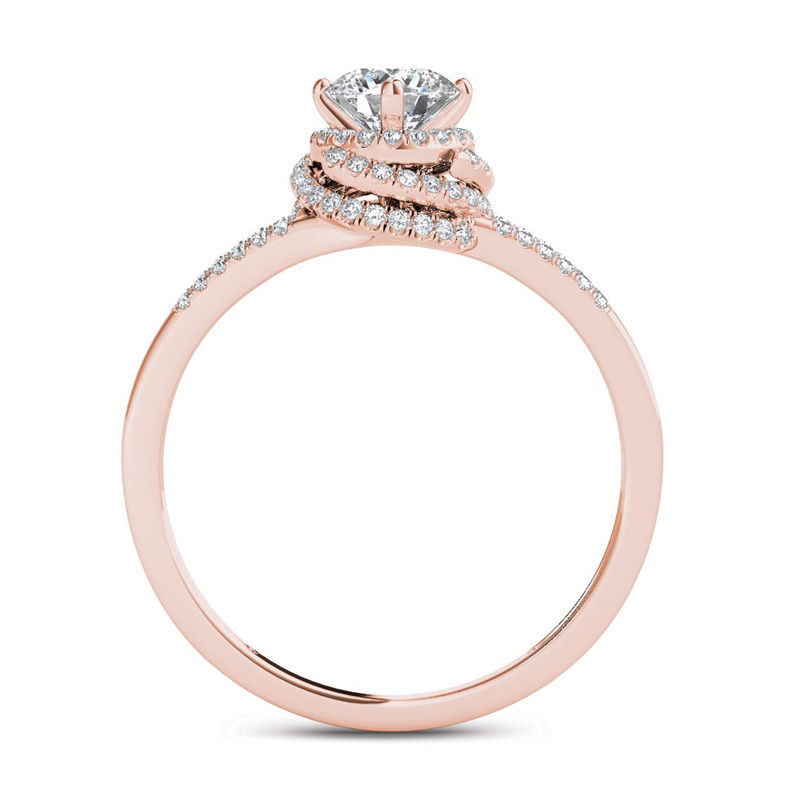 3/4 CT. T.W. Diamond Frame Split Shank Engagement Ring in 14K Rose Gold