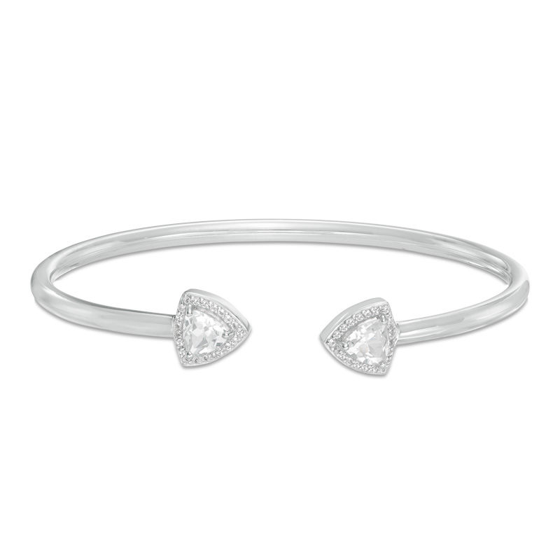 Main Image 1 of 6.0mm Trillion-Cut White Topaz Frame Cuff in Sterling Silver