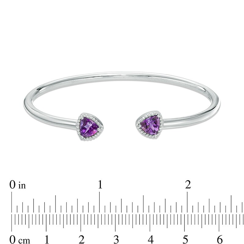 Main Image 2 of Trillion-Cut Amethyst and White Topaz Cuff in Sterling Silver