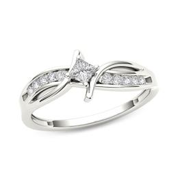 1/4 CT. T.W. Princess-Cut Diamond Bypass Promise Ring in 14K White Gold
