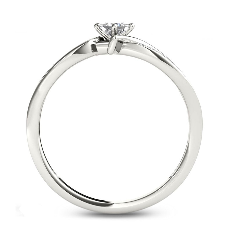 Main Image 3 of 1/4 CT. T.W. Princess-Cut Diamond Bypass Promise Ring in 14K White Gold