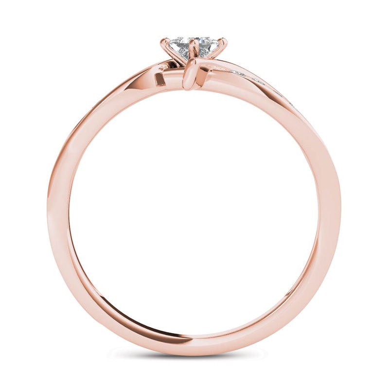 Main Image 3 of 1/4 CT. T.W. Princess-Cut Diamond Bypass Promise Ring in 14K Rose Gold