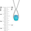 Thumbnail Image 1 of Oval Lab-Created Blue Opal and White Sapphire Teardrop Pendant in Sterling Silver