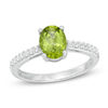 Thumbnail Image 1 of Oval Peridot and White Topaz Ring in 10K White Gold
