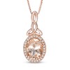 Thumbnail Image 1 of Oval Morganite and Diamond Accent Frame Celtic Trinity Knot Pendant in 10K Rose Gold