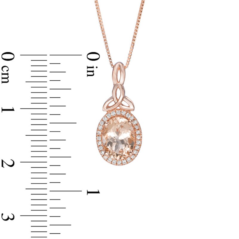 Main Image 2 of Oval Morganite and Diamond Accent Frame Celtic Trinity Knot Pendant in 10K Rose Gold