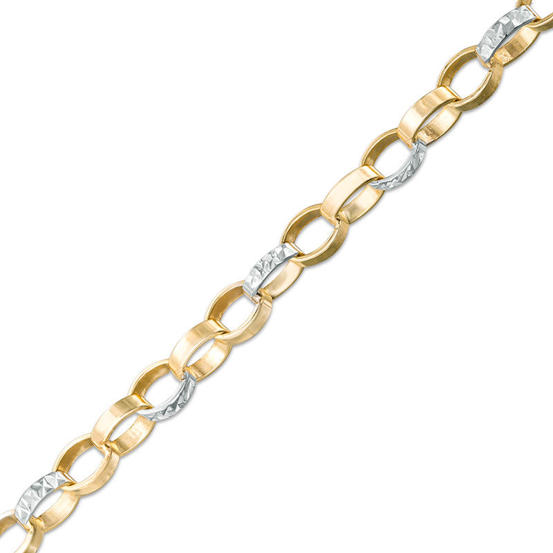 Diamond-Cut Oval Link Chain Bracelet in 10K Two-Tone Gold - 7.25"