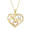 Thumbnail Image 0 of Diamond-Cut Triple Heart "Mom" Pendant in 10K Tri-Tone Gold
