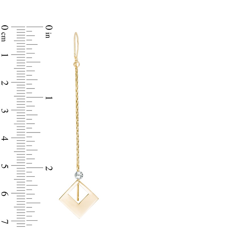 Diamond-Cut Open Square Threader Earrings in 10K Gold