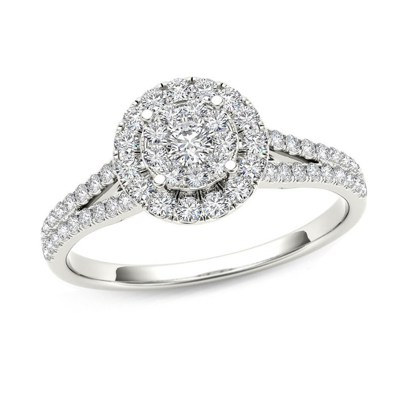 1/2 CT. T.W. Composite Diamond Frame Engagement Ring in 14K White Gold