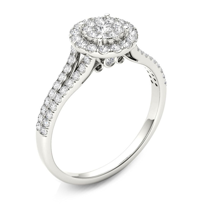 1/2 CT. T.W. Composite Diamond Frame Engagement Ring in 14K White Gold