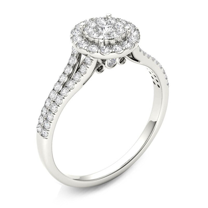 1/2 CT. T.W. Composite Diamond Frame Engagement Ring in 14K White Gold