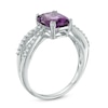 Thumbnail Image 2 of Cushion-Cut Amethyst and White Topaz Split Shank Ring in Sterling Silver