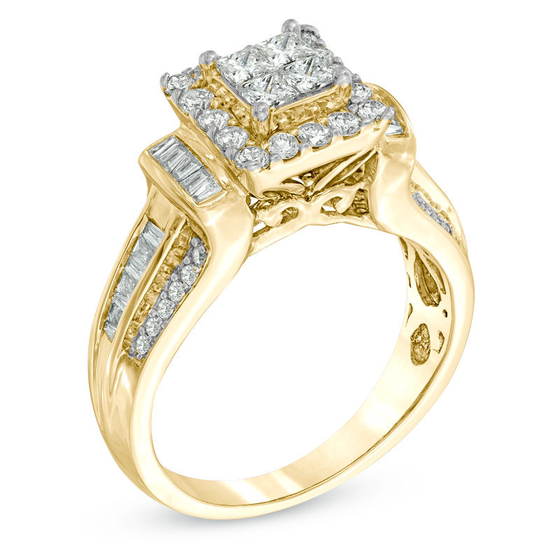 1 CT. T.W. Princess-Cut Quad Diamond Frame Engagement Ring in 10K Gold