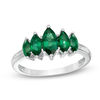 Thumbnail Image 0 of Marquise Lab-Created Emerald Five Stone Ring in Sterling Silver