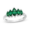 Thumbnail Image 1 of Marquise Lab-Created Emerald Five Stone Ring in Sterling Silver