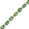 Thumbnail Image 0 of Oval Chrome Diopside and Lab-Created White Sapphire Bracelet in Sterling Silver and 14K Gold Plate - 7.5"