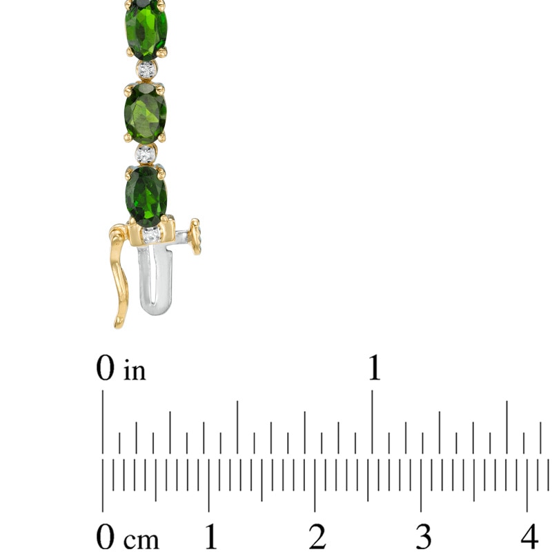 Oval Chrome Diopside and Lab-Created White Sapphire Bracelet in Sterling Silver and 14K Gold Plate - 7.5"