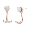 Thumbnail Image 1 of Lab-Created Opal and White Sapphire Stud Earrings with Drop Jackets in Sterling Silver with 14K Rose Gold Plate
