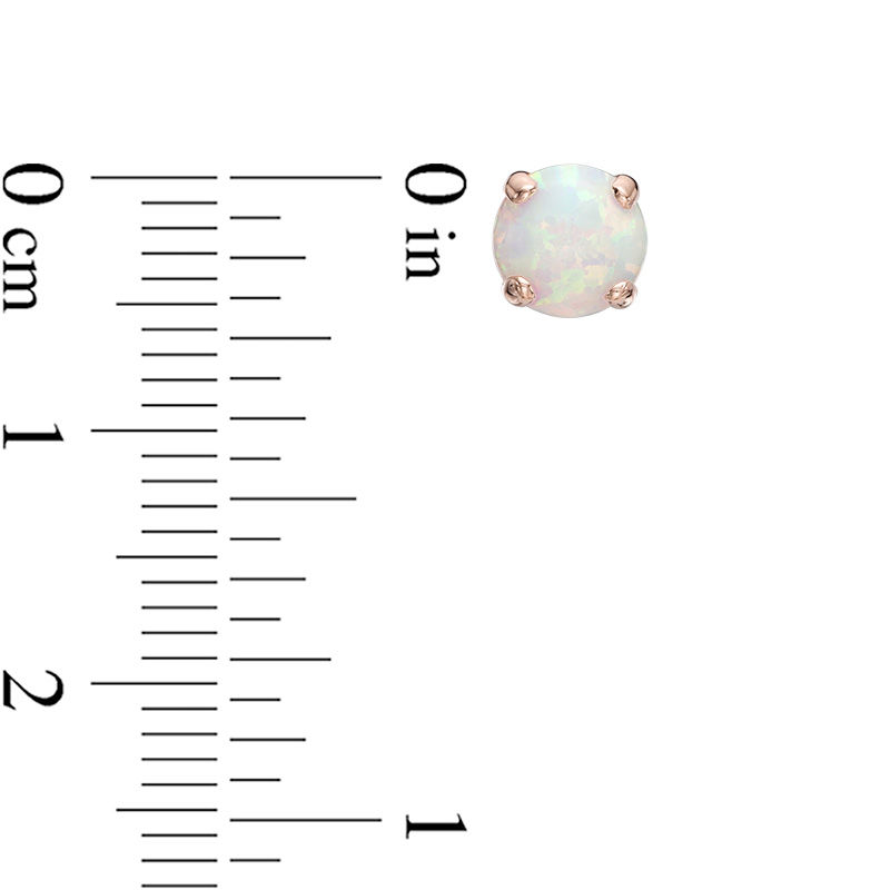 Main Image 3 of Lab-Created Opal and White Sapphire Stud Earrings with Drop Jackets in Sterling Silver with 14K Rose Gold Plate