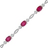 Thumbnail Image 0 of Oval Lab-Created Ruby Five Stone Bracelet in Sterling Silver - 7.5"