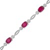 Thumbnail Image 1 of Oval Lab-Created Ruby Five Stone Bracelet in Sterling Silver - 7.5"