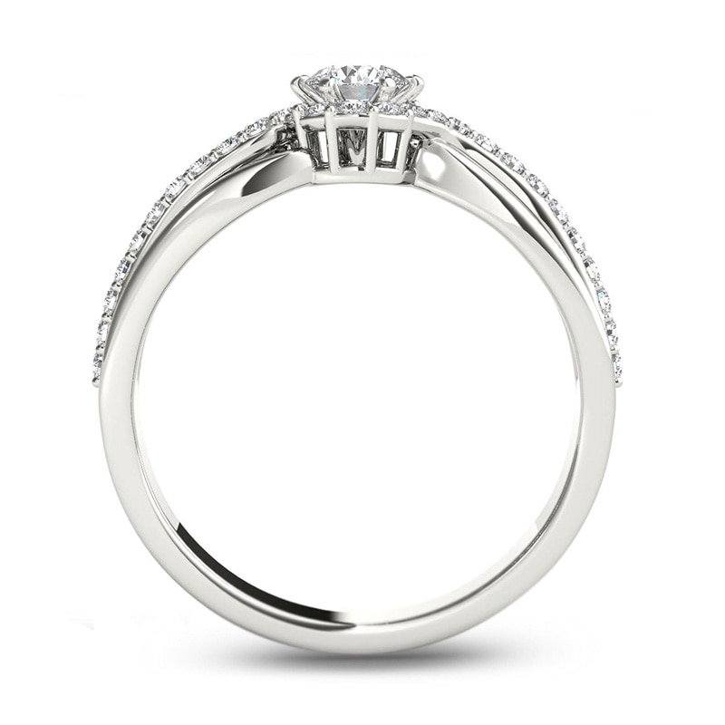 Main Image 3 of 1/2 CT. T.W. Diamond Frame Swirl Engagement Ring in 14K White Gold